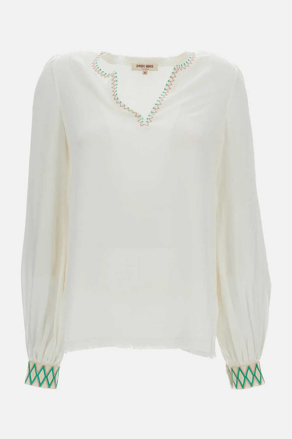 BLUSA IN SETA VERA CON RICAMO