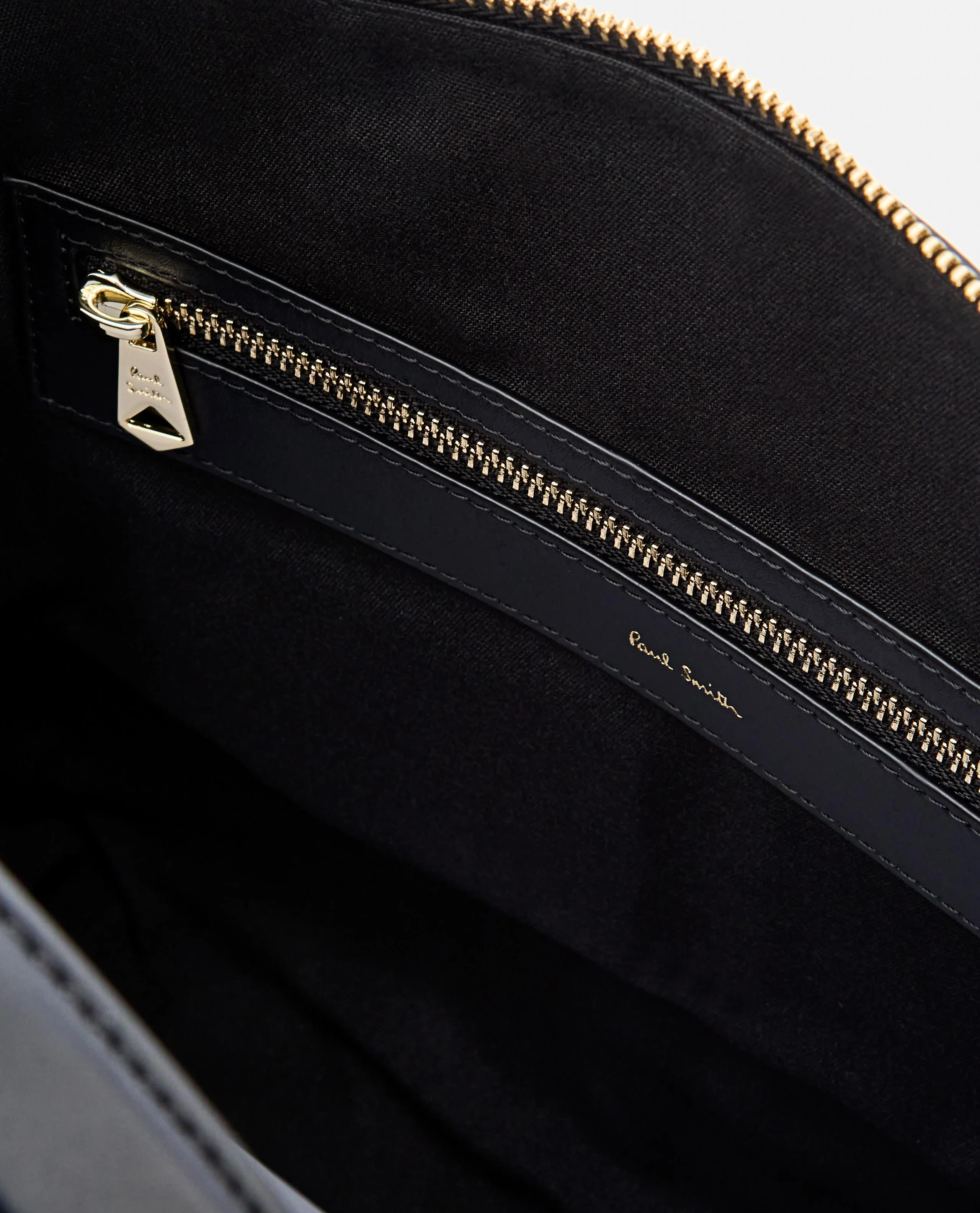 BORSA FOLIO IN PELLE NERA CON BORDI 'SIGNATURE STRIPE' - Image 3