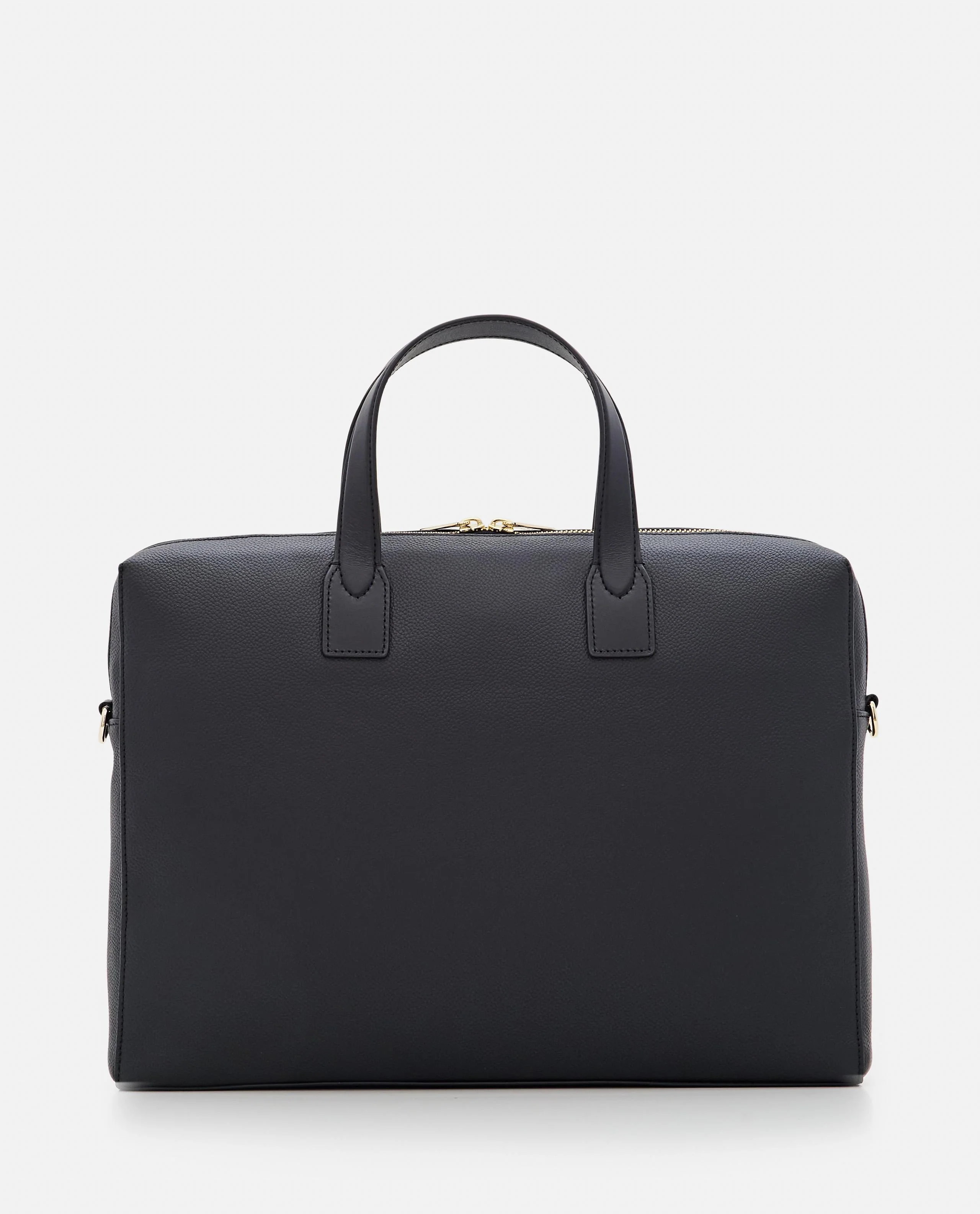 BORSA FOLIO IN PELLE NERA CON BORDI 'SIGNATURE STRIPE' - Image 4