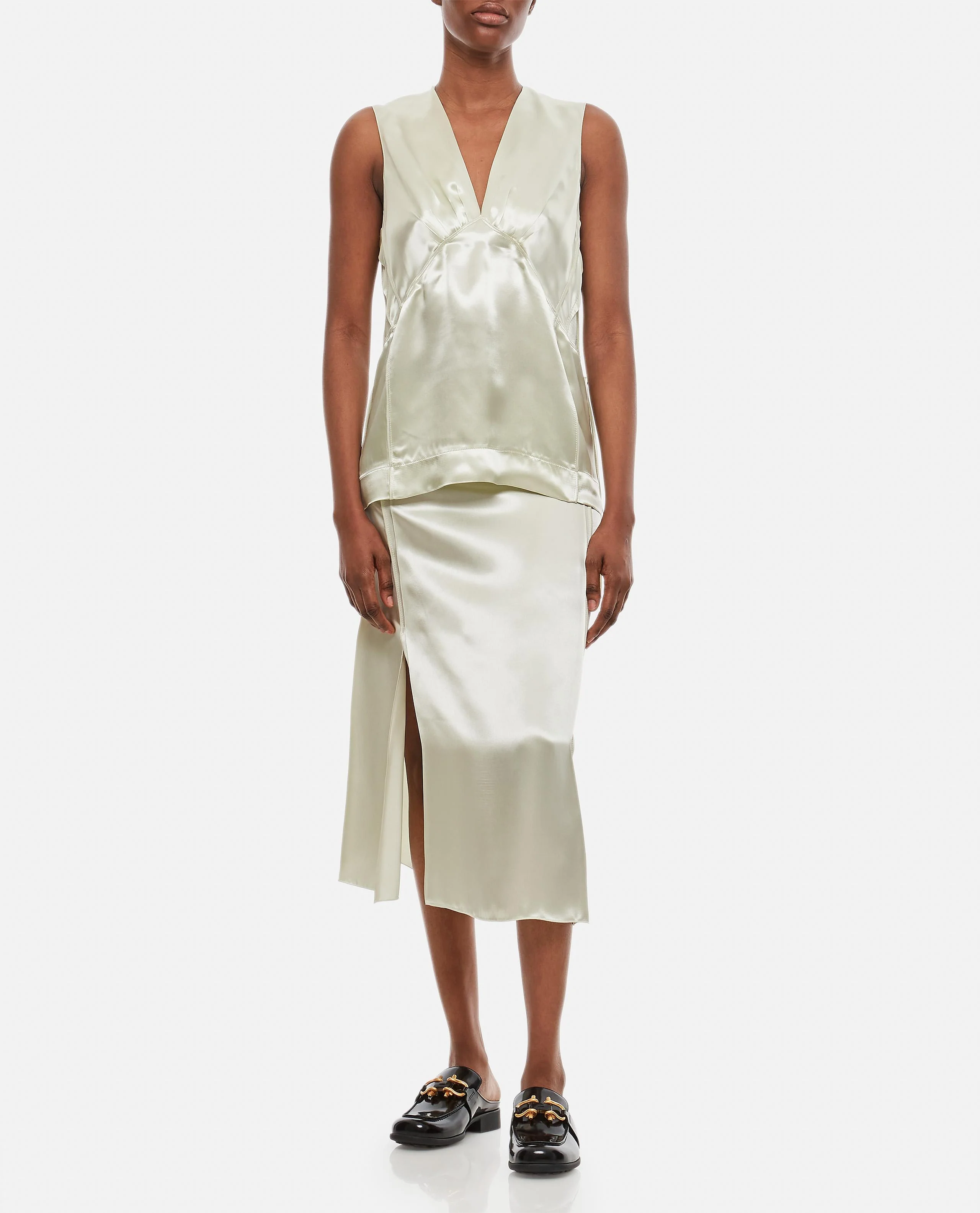 FLUID SATIN MIDI SKIRT - Image 2