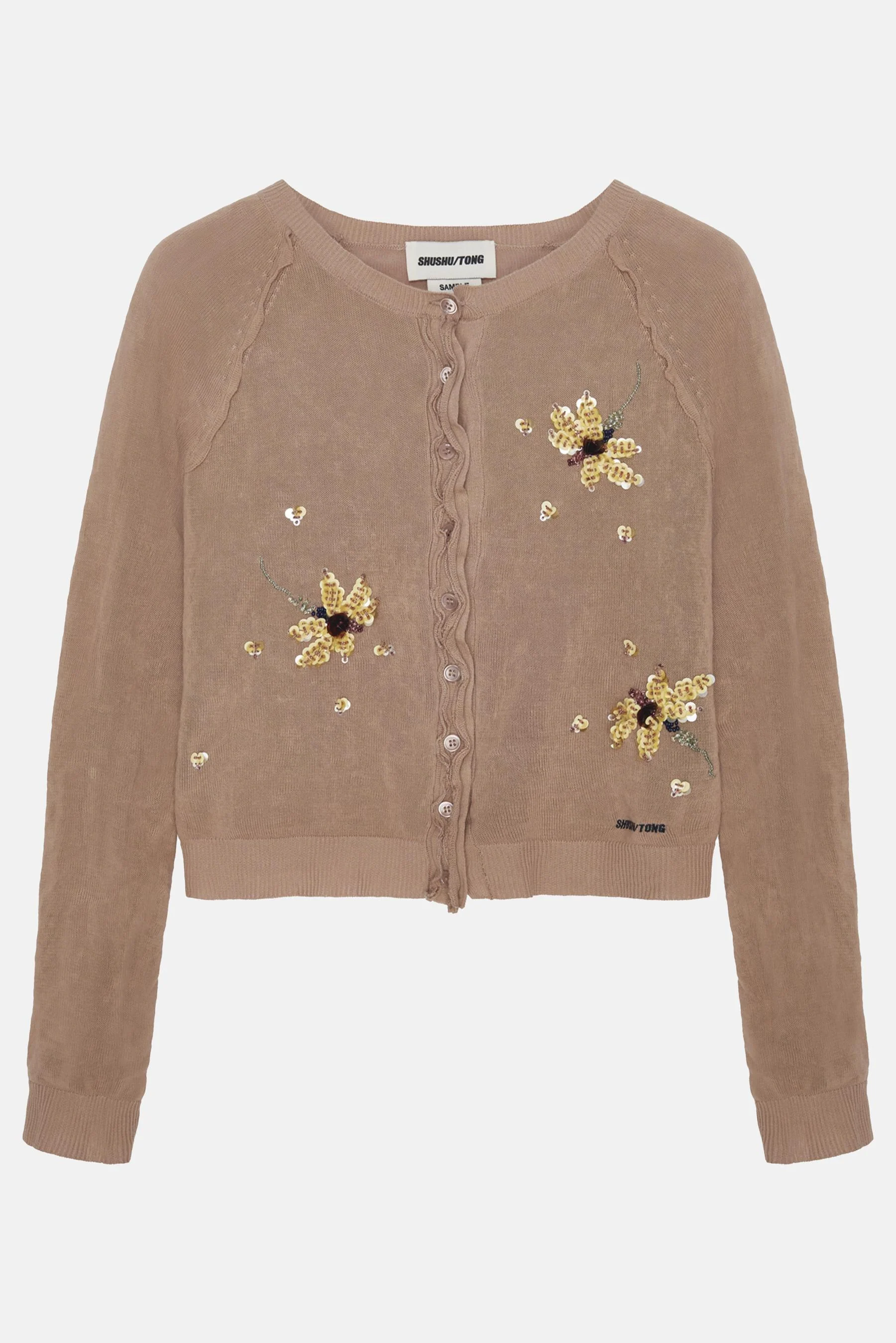 CARDIGAN CON MOTIVI FLOREALI E PERLINE