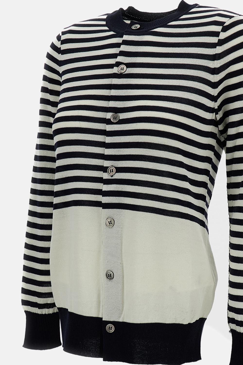 CARDIGAN GIROCOLLO A RIGHE - Image 3