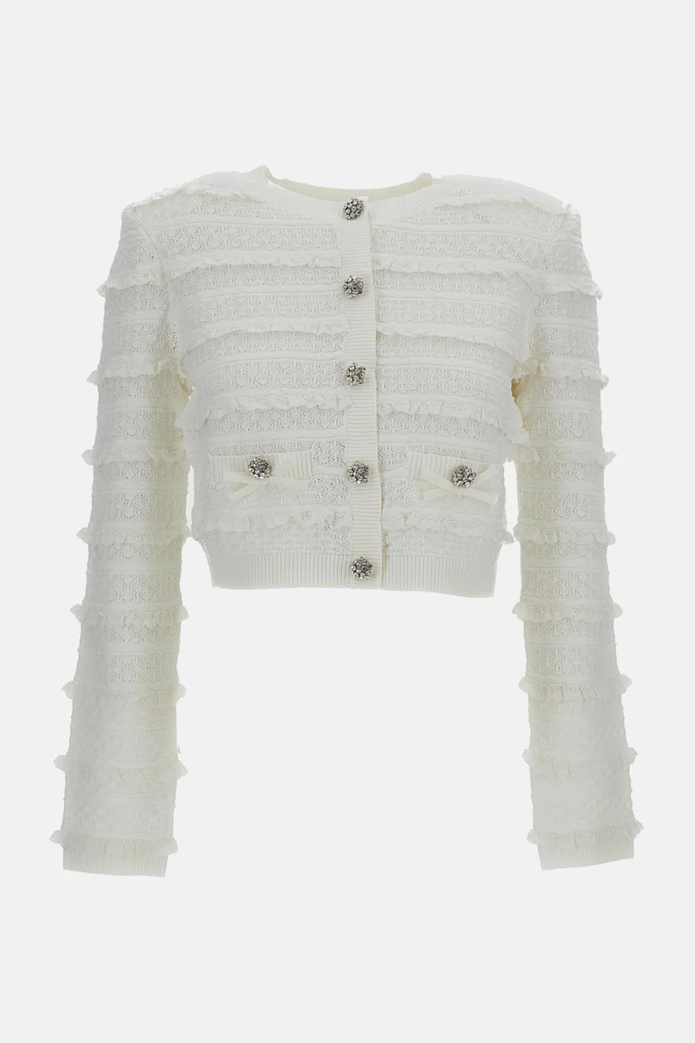 CARDIGAN POINTELLE DIAMANTE BIANCO