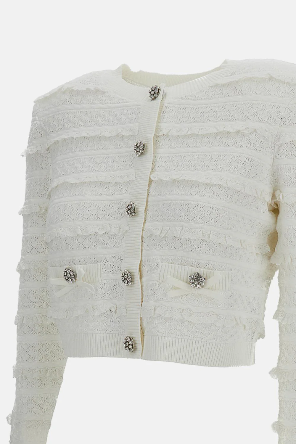 CARDIGAN POINTELLE DIAMANTE BIANCO - Image 3