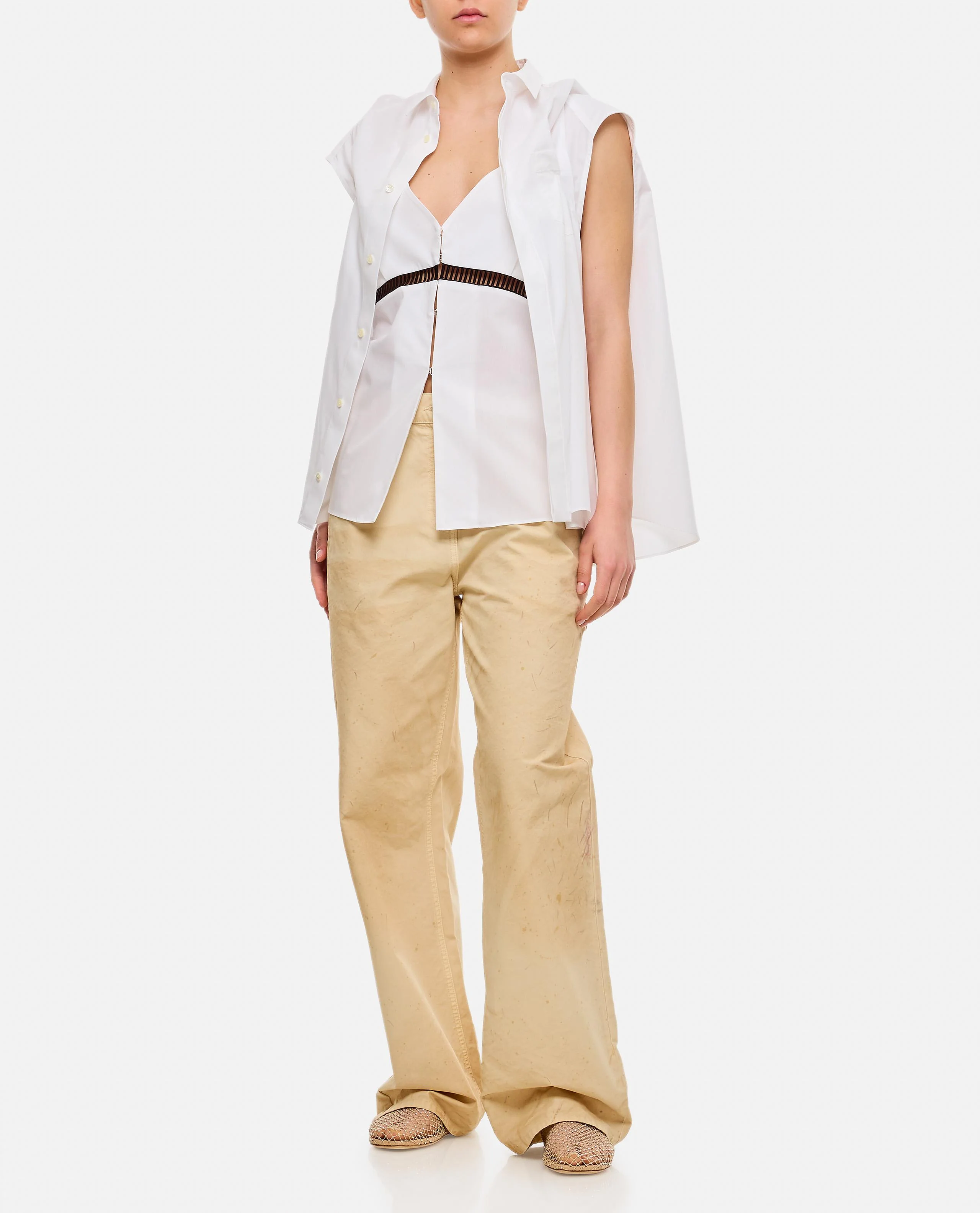 PANTALONI IN COTONE AMPI CON MACCHIE - Image 2