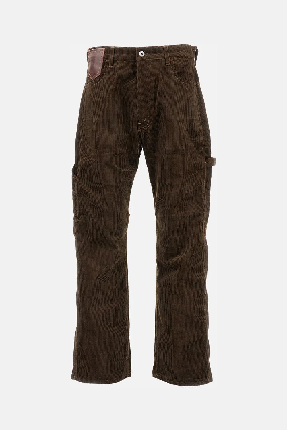 PANTALONE IN VELLUTO DI COTONE CON INSERTI IN PELLE