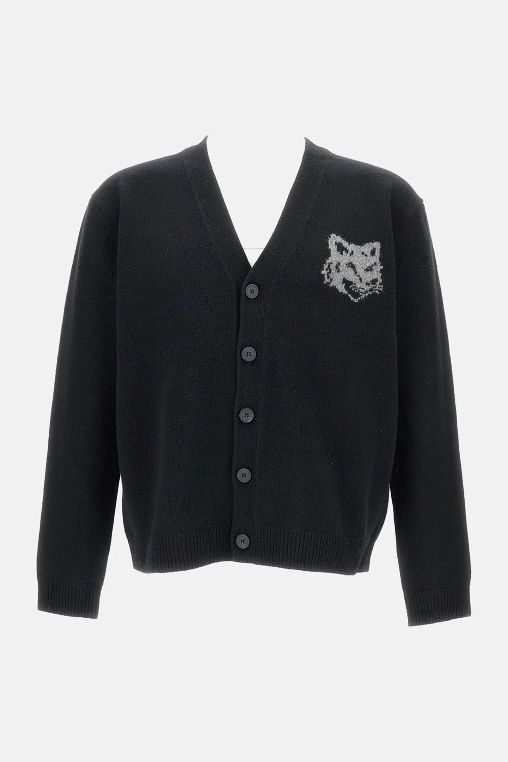 CARDIGAN CON BOTTONI E MOTIVO TESTA DI VOLPE