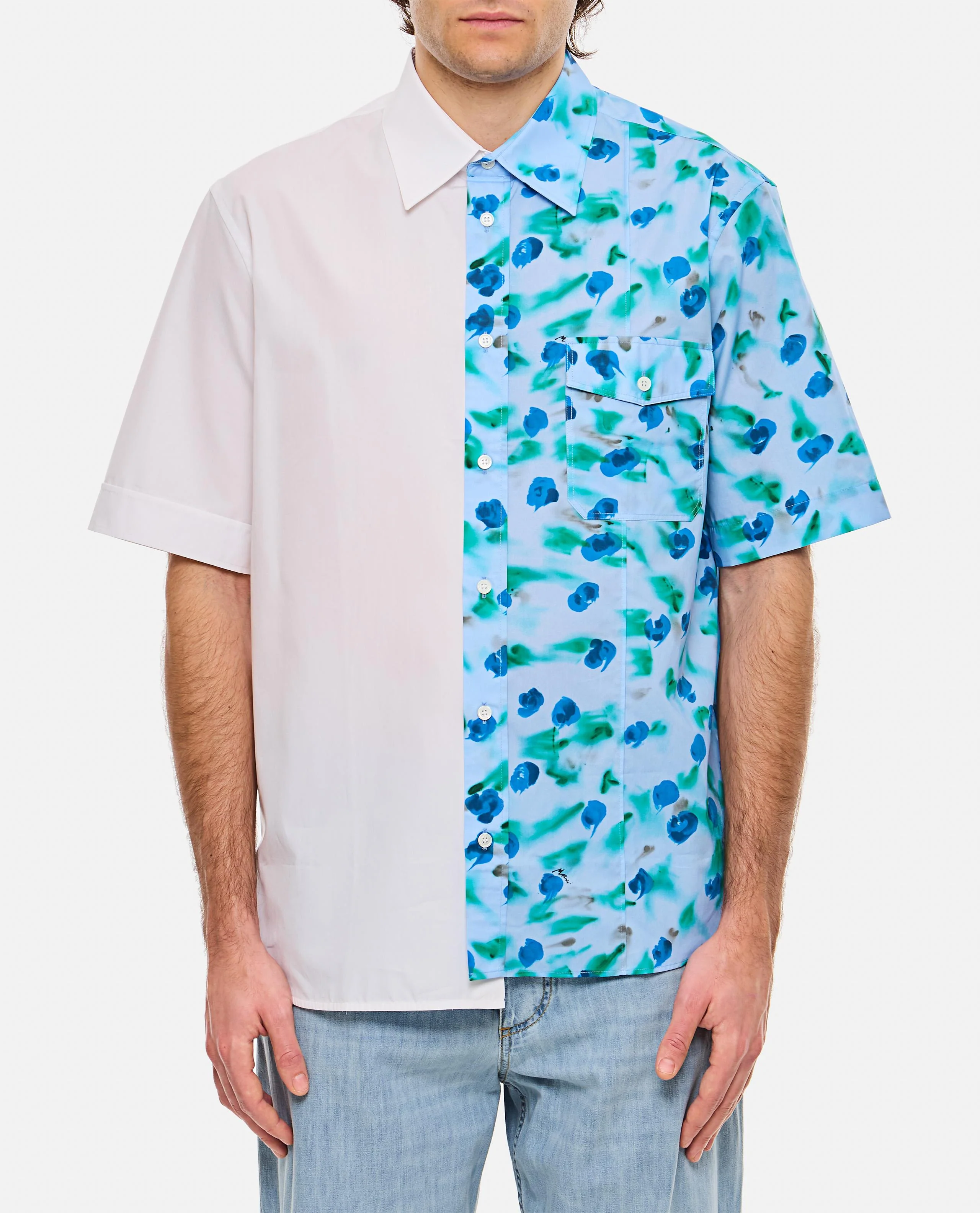 CAMICIA A MANICHE CORTE STAMPATA
