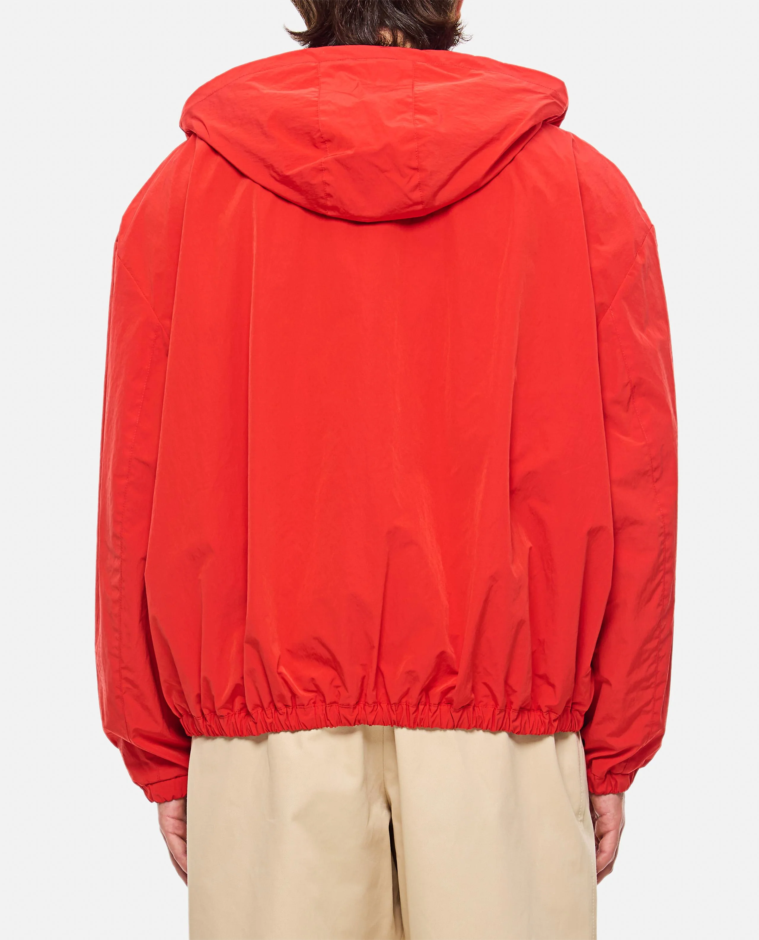 GIACCA CON CAPPUCCIO IN NYLON ROSSO STROPICCIATO - Image 3