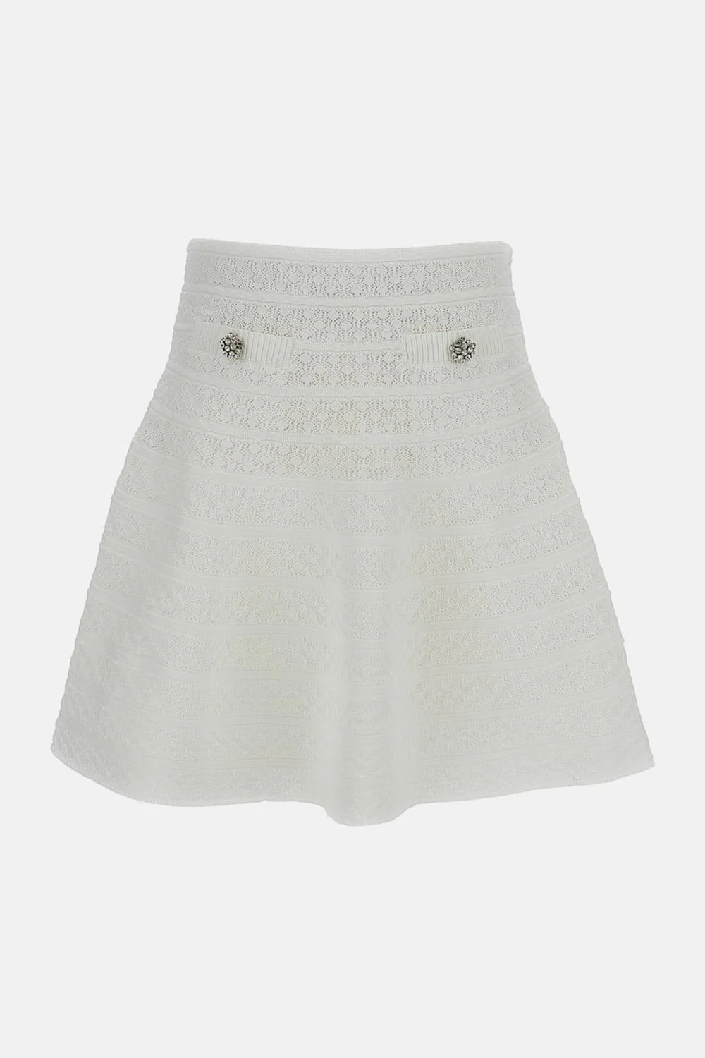 MINI GONNA IN MAGLIA POINTELLE BIANCA