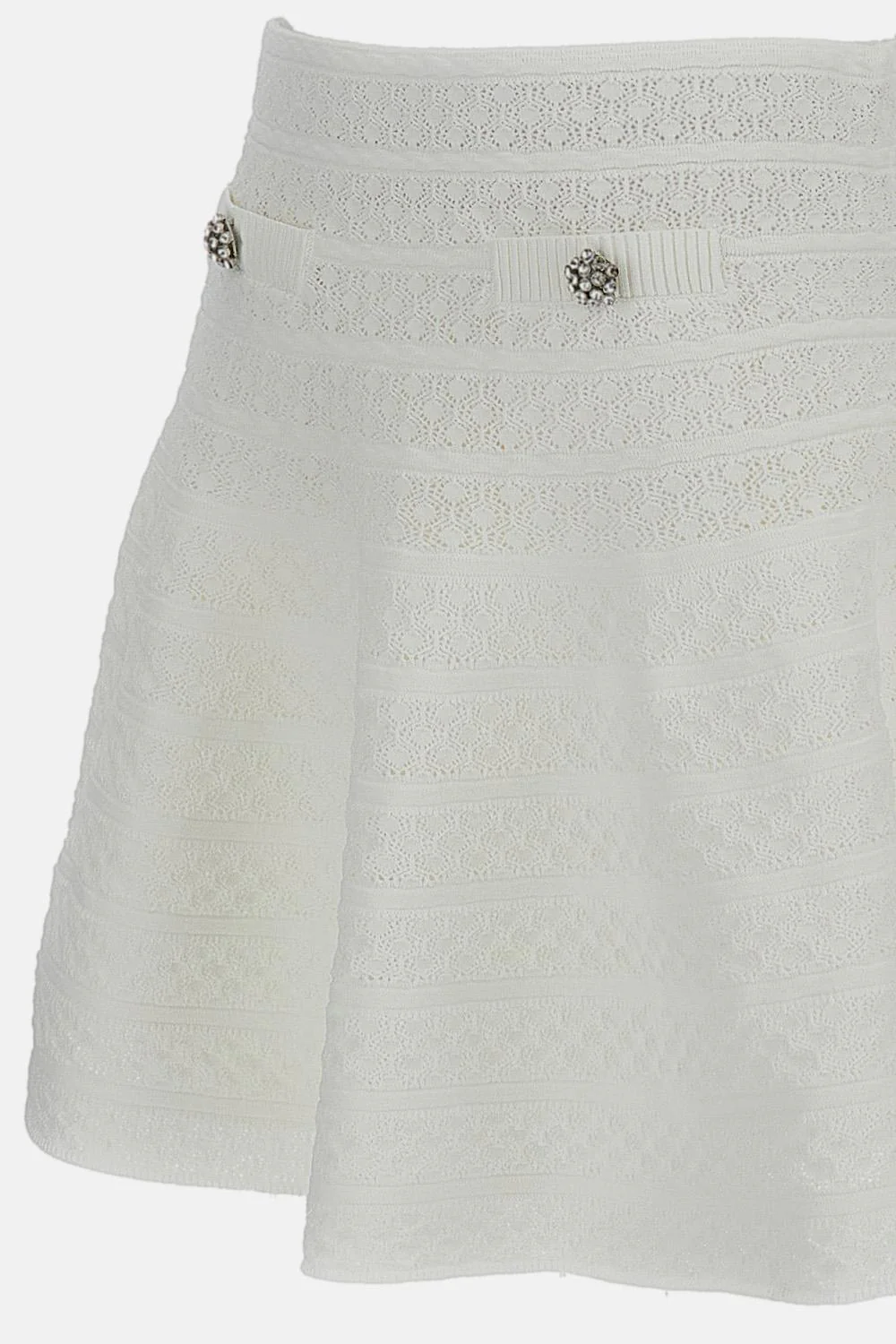 MINI GONNA IN MAGLIA POINTELLE BIANCA - Image 3
