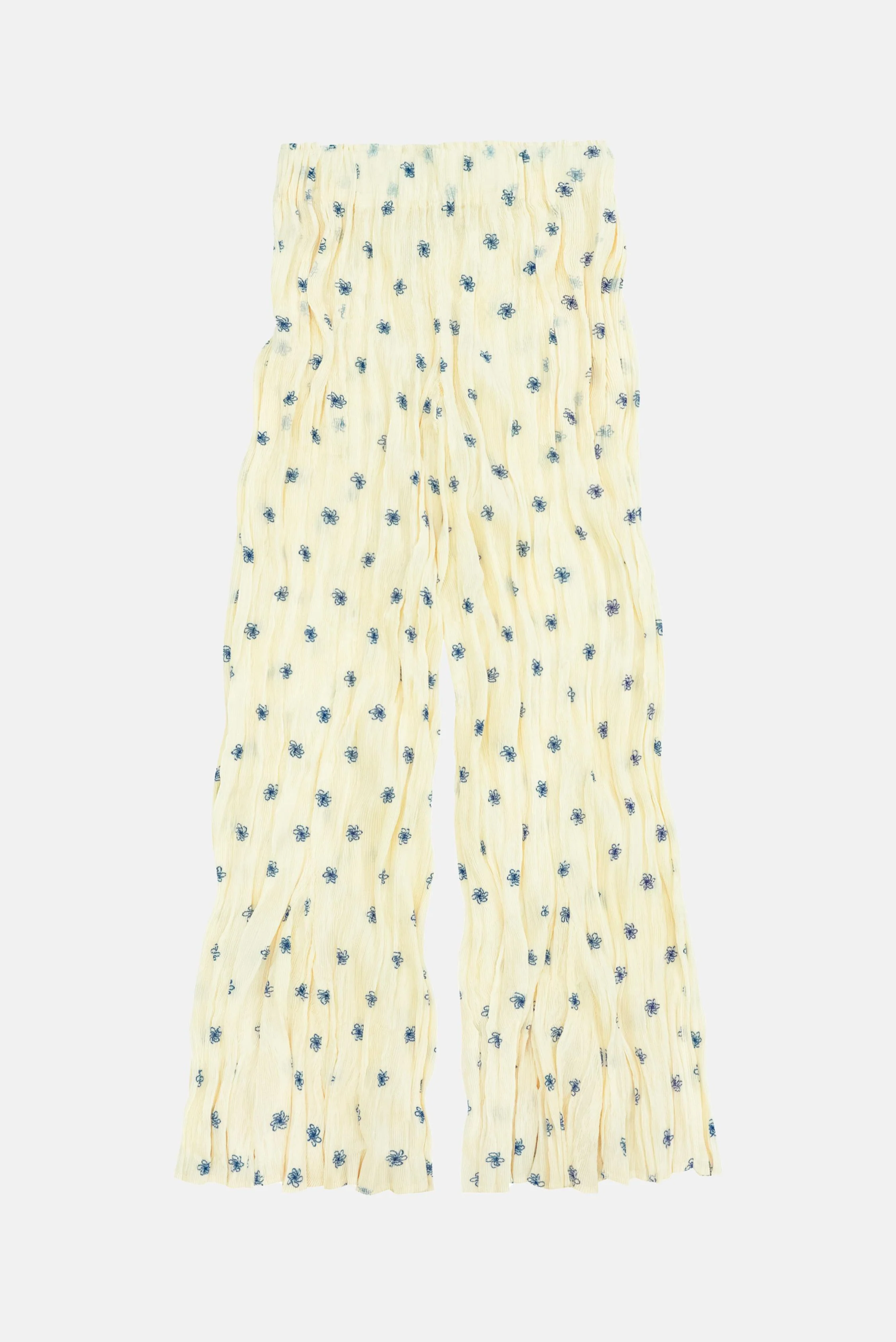 PANTALONE FLISSETTATO CON MOTIVO FLOREALE