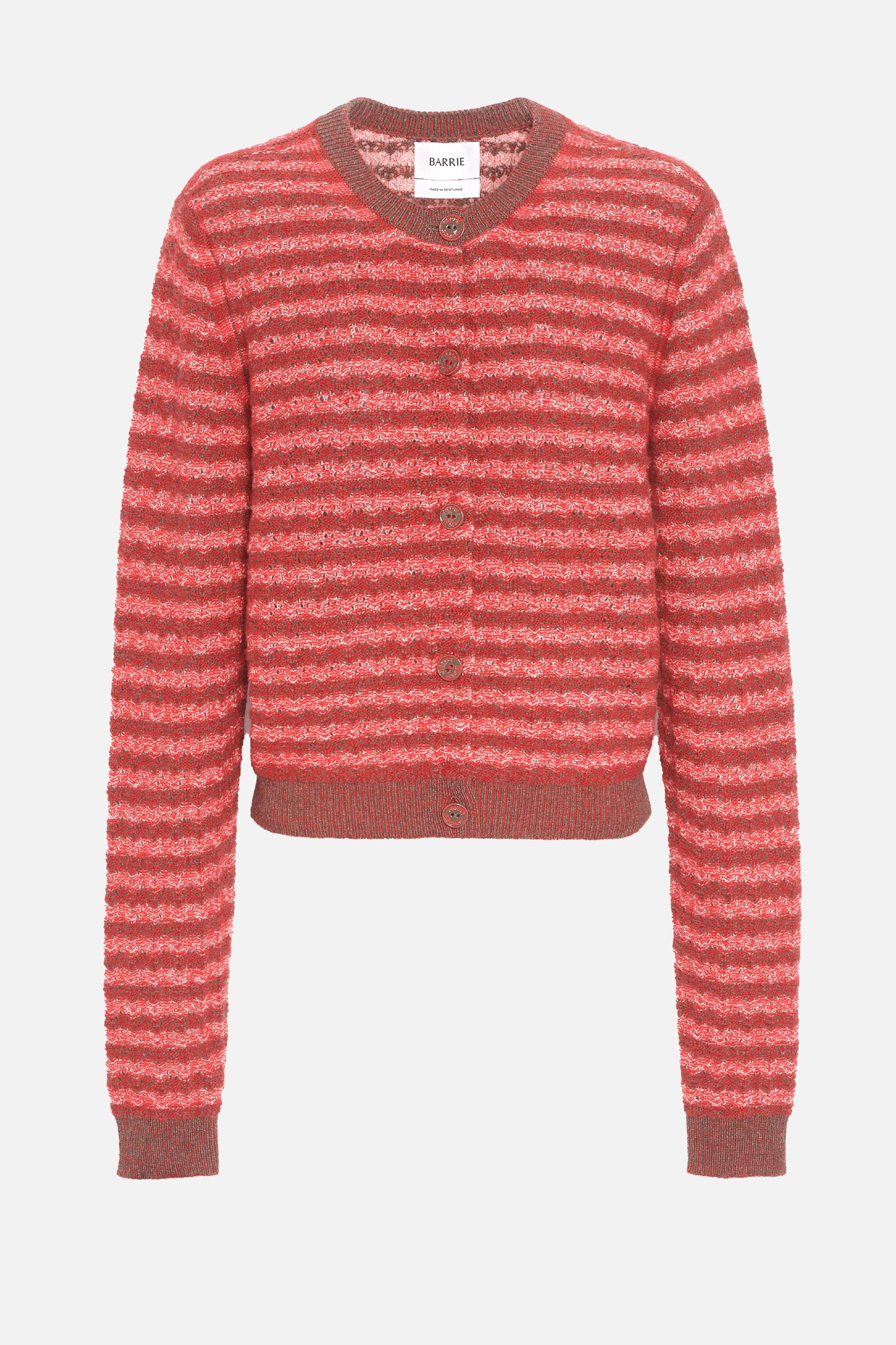 PLATED STRIPES CARDIGAN