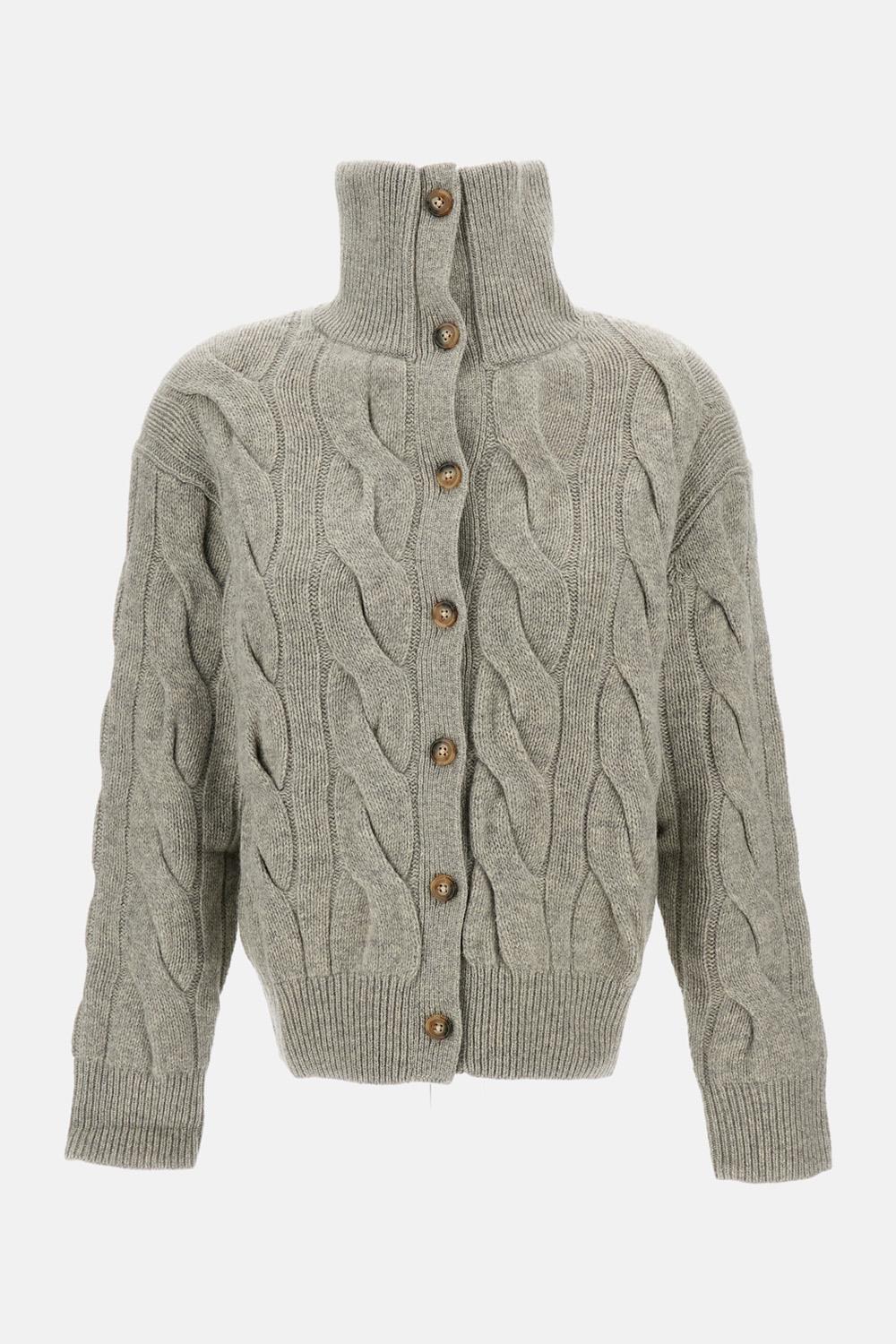 CARDIGAN IN LANA E CASHMERE A TRECCIA
