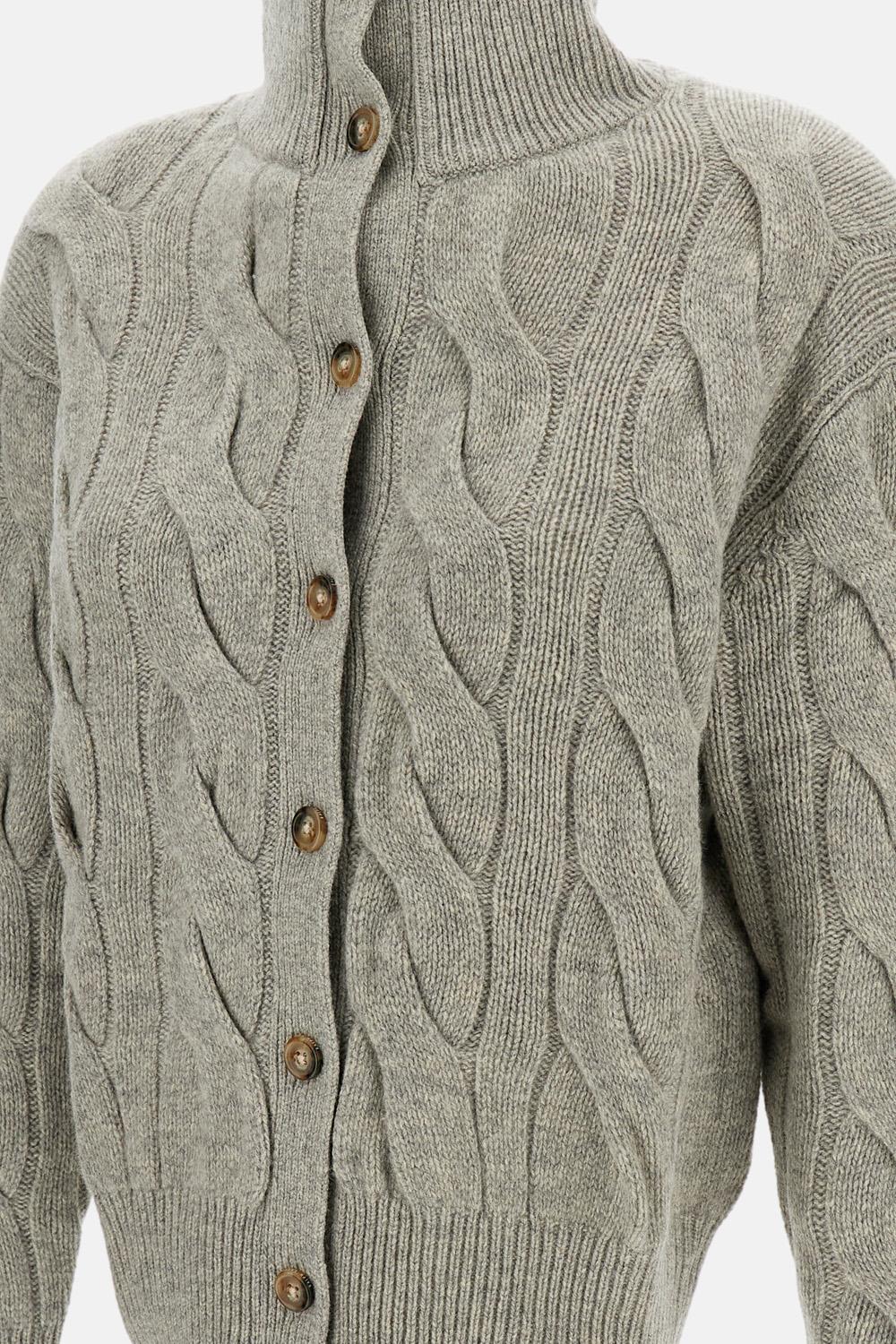 CARDIGAN IN LANA E CASHMERE A TRECCIA - Image 3
