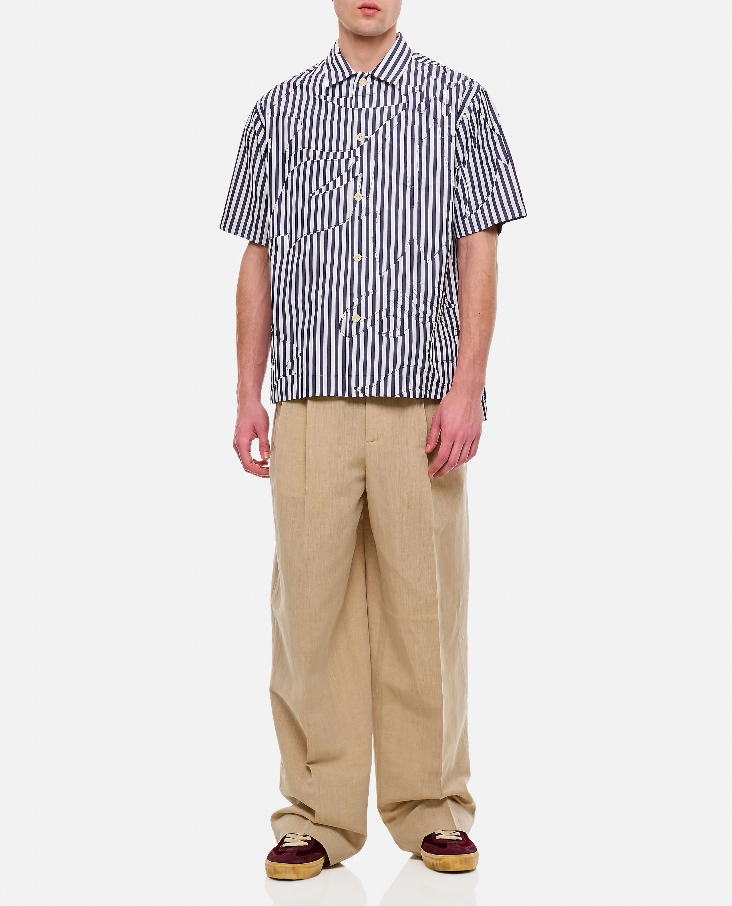 CAMICIA A MANICHE CORTE A RIGHE - Image 2