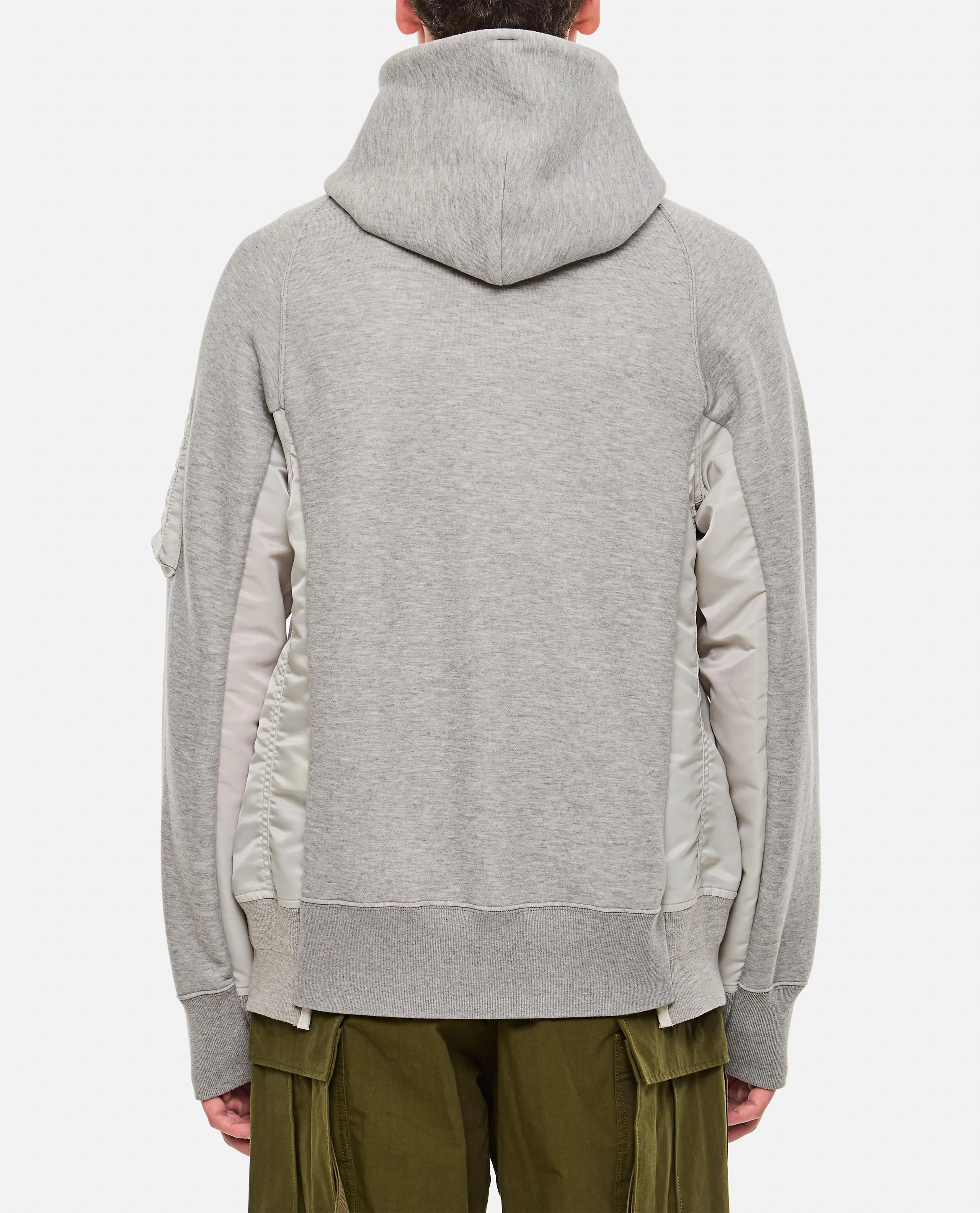 FELPA CON CAPPUCCIO IN TWILL E NYLON - Image 3