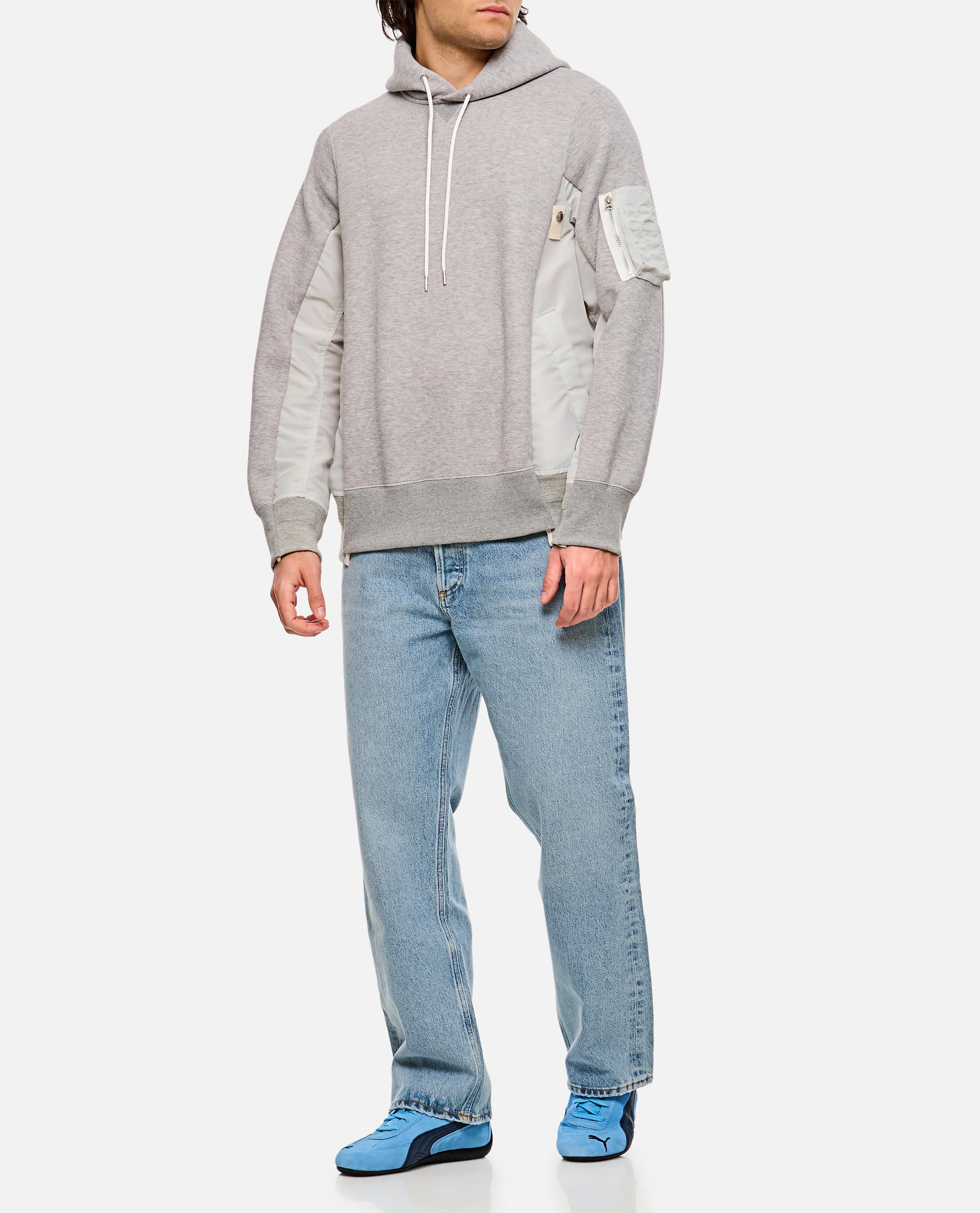 FELPA IN SPUGNA CON CAPPUCCIO IN TWILL E NYLON - Image 2