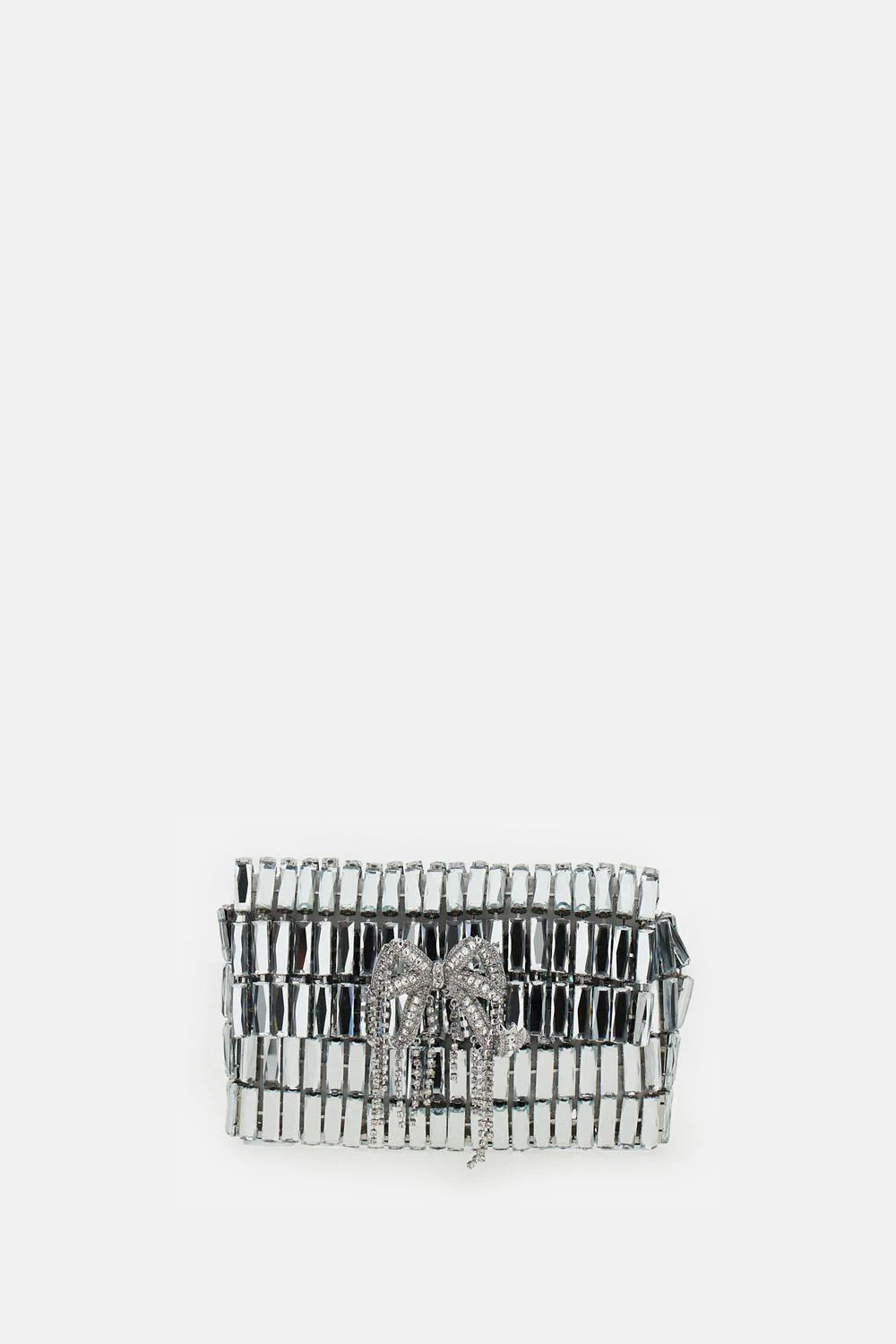 SILVER CRYSTAL BOW MINI SHOULDER BAG