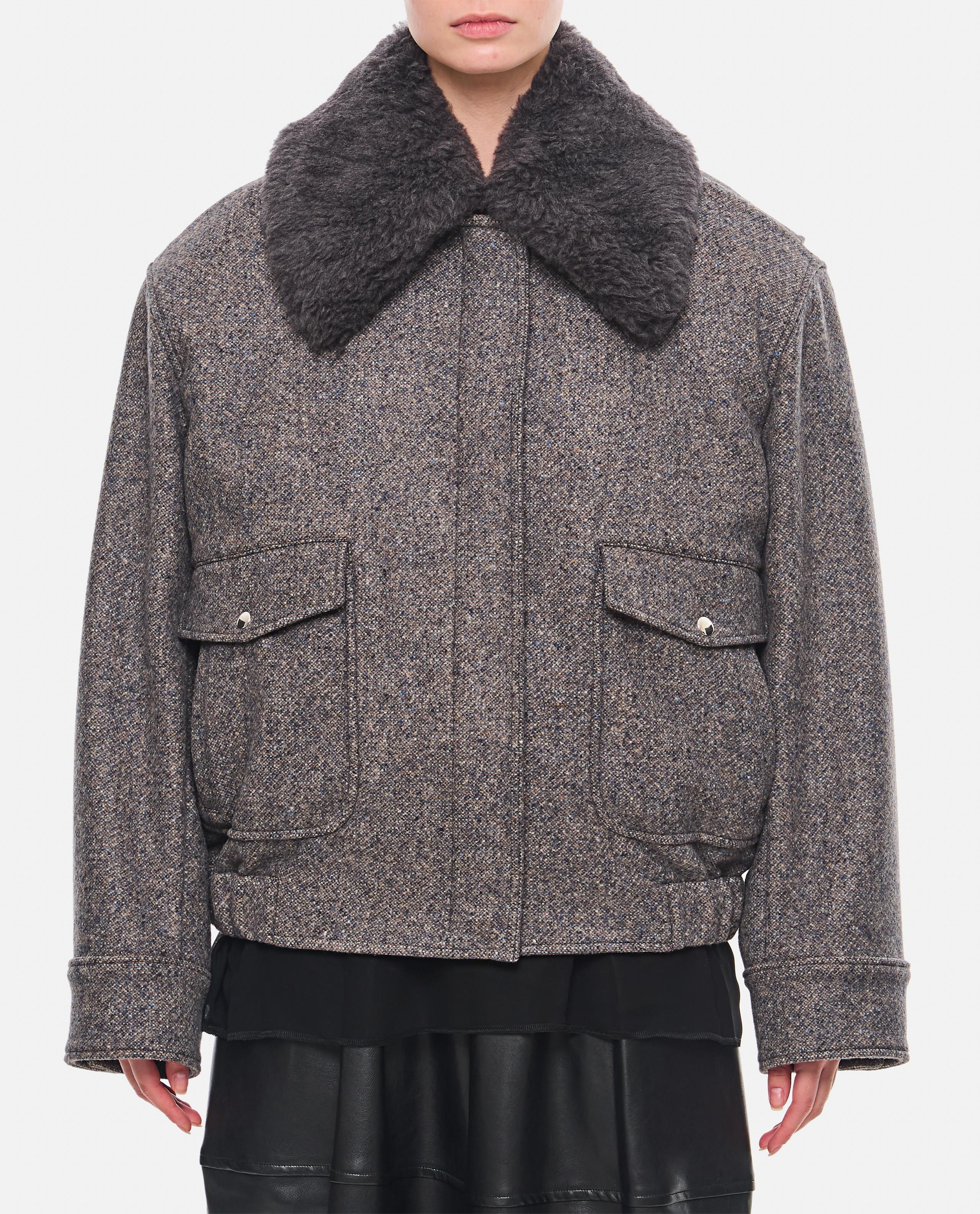 GIACCA CON ZIP E PROFILI IN LANA TEDDY