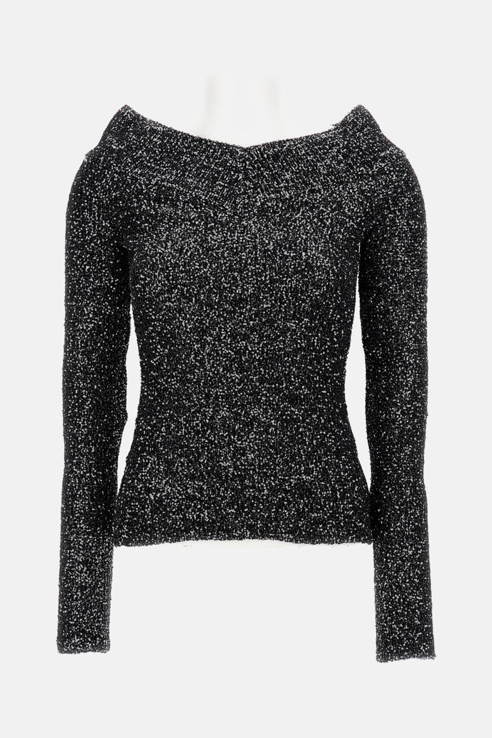TOP A MANICHE LUNGHE CON PAILLETTES