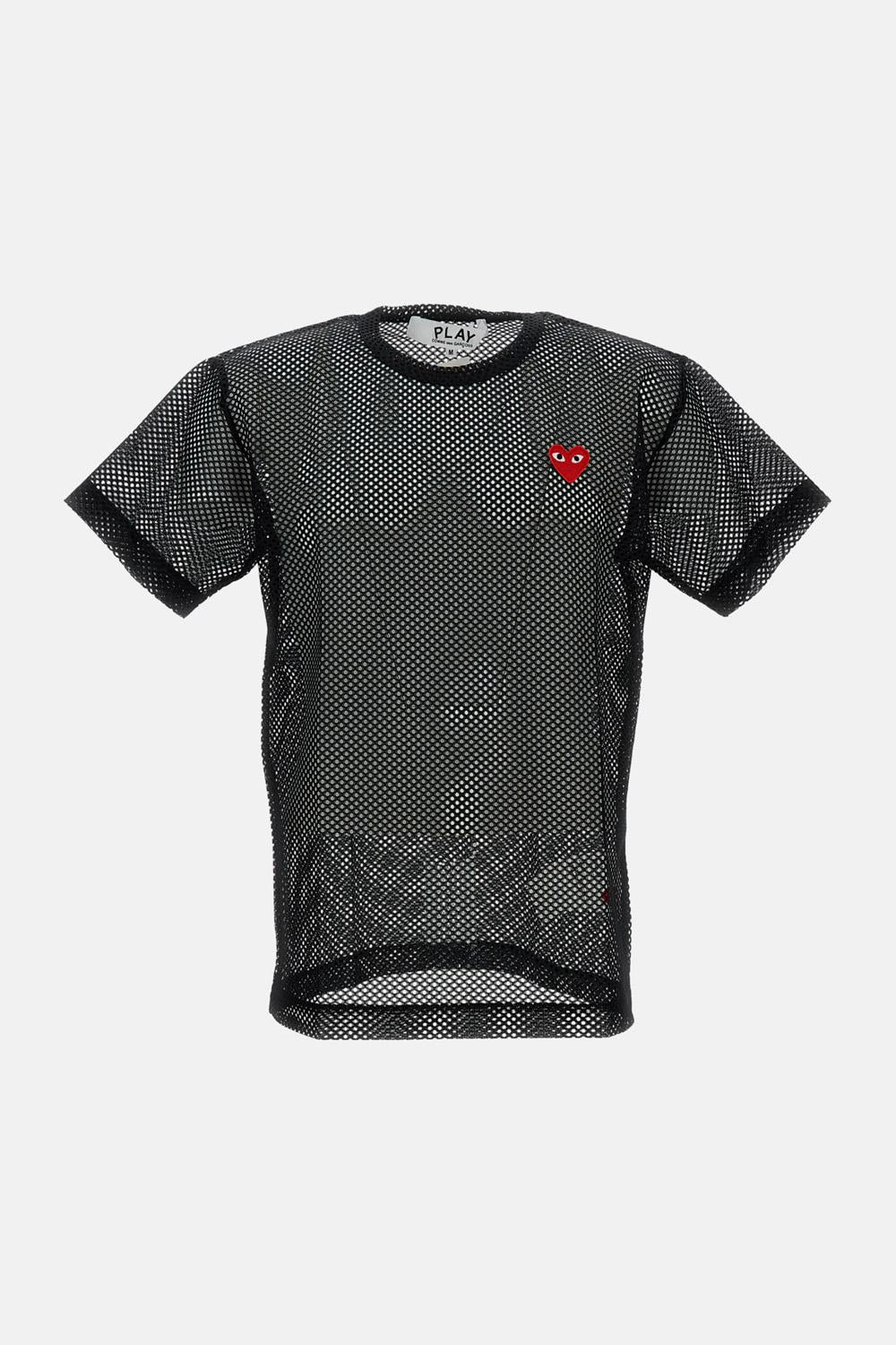 T-SHIRT IN RETE EMBLEM CUORE ROSSO