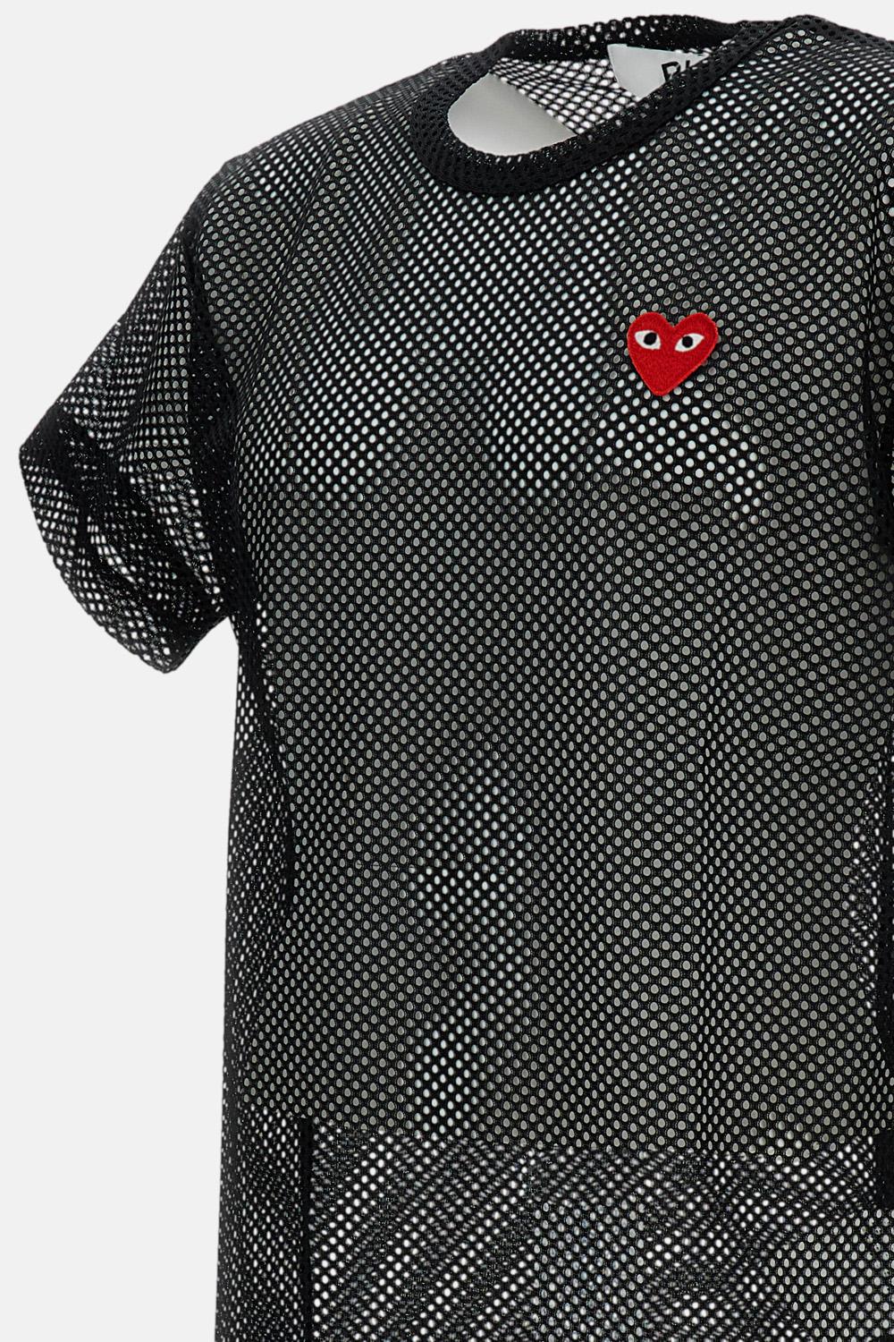 T-SHIRT IN RETE EMBLEM CUORE ROSSO - Image 3
