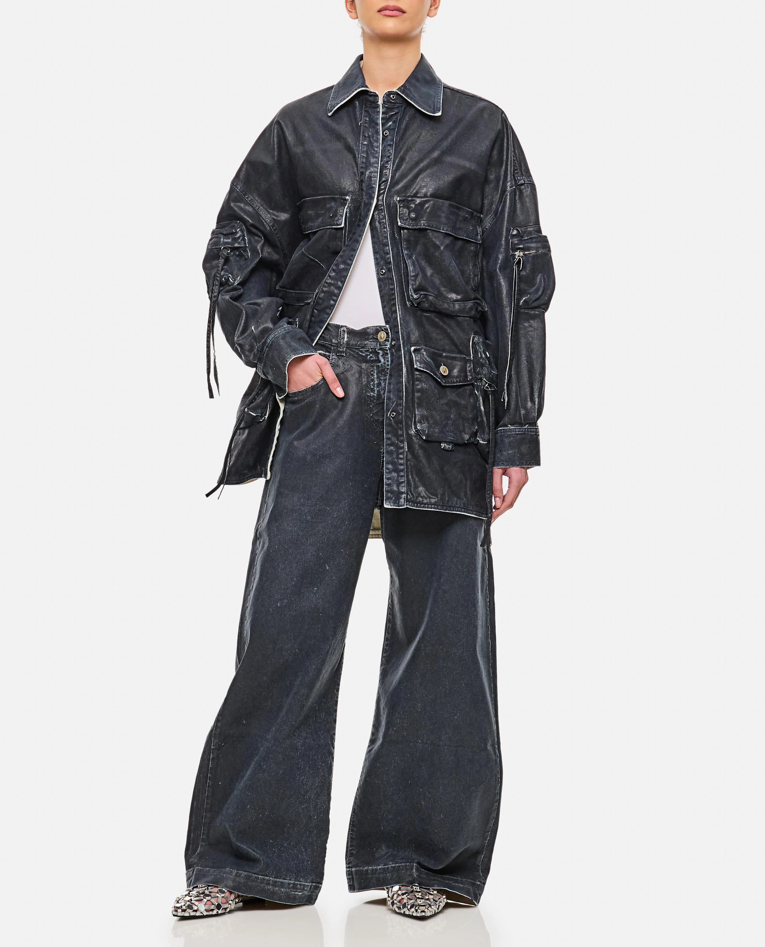 PANTALONE LUNGO IN TELA SPALMATA MAT - Image 2