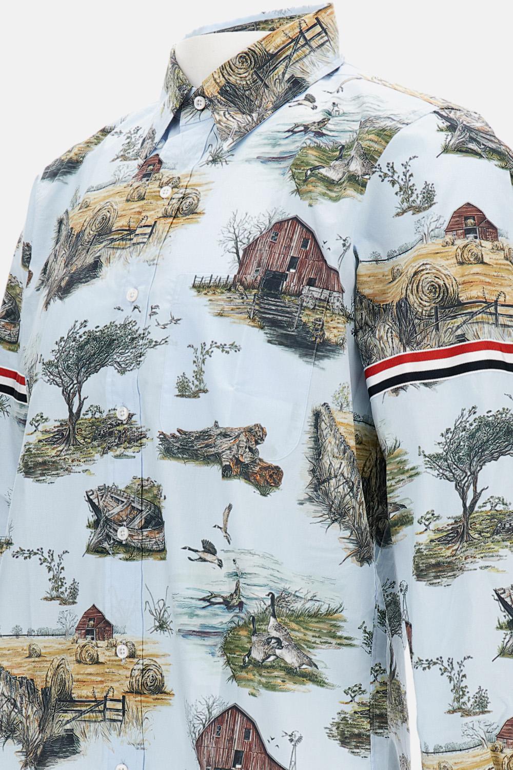 CAMICIA STRAIGHT FIT CON FASCE IN POPELINE DI COTONE SCENIC TOILE CON GRAFICA - Image 3