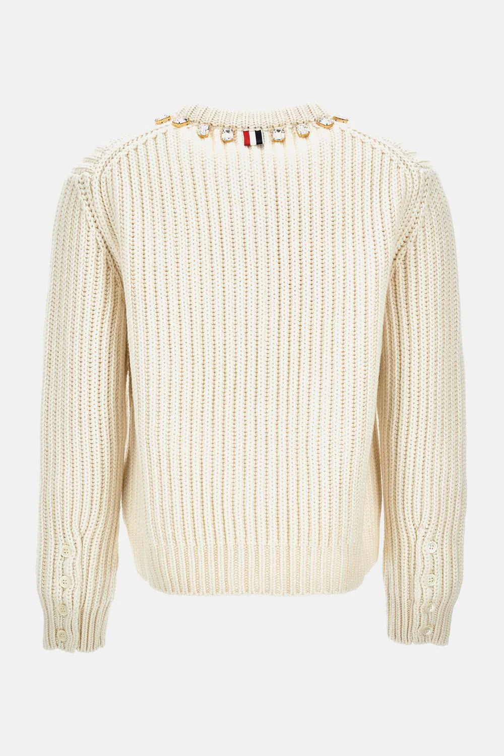 CARDIGAN GIROCOLLO CON BORDATURA IN CRISTALLI - Image 2