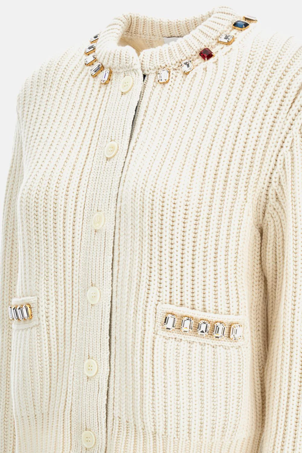 CARDIGAN GIROCOLLO CON BORDATURA IN CRISTALLI - Image 3