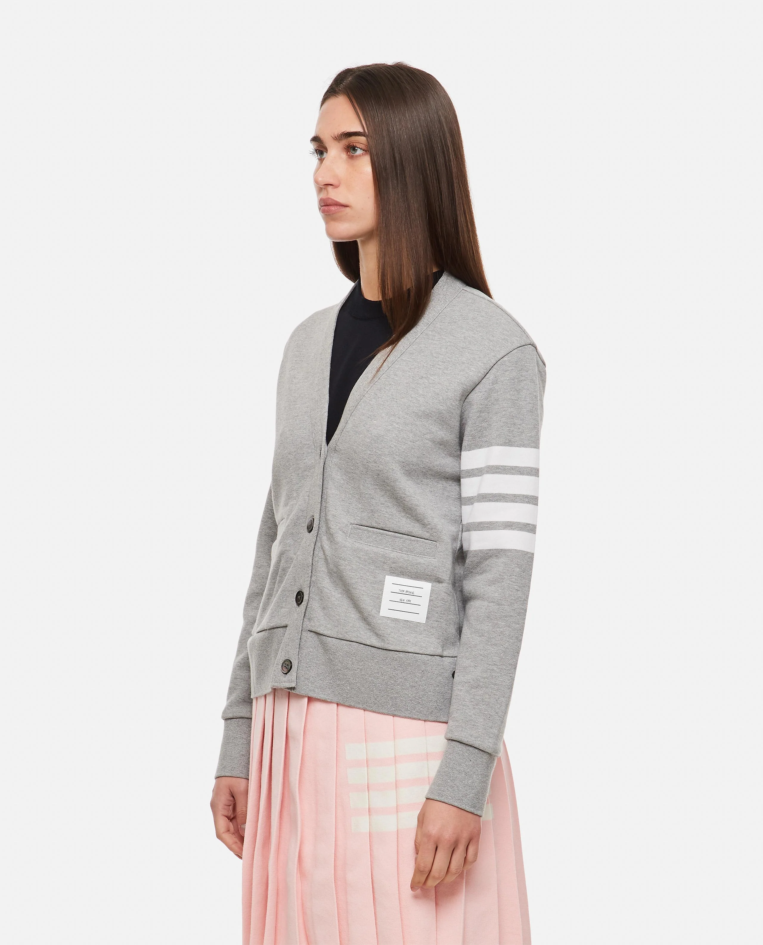 CARDIGAN IN COTONE CON SCOLLO A V - Image 2