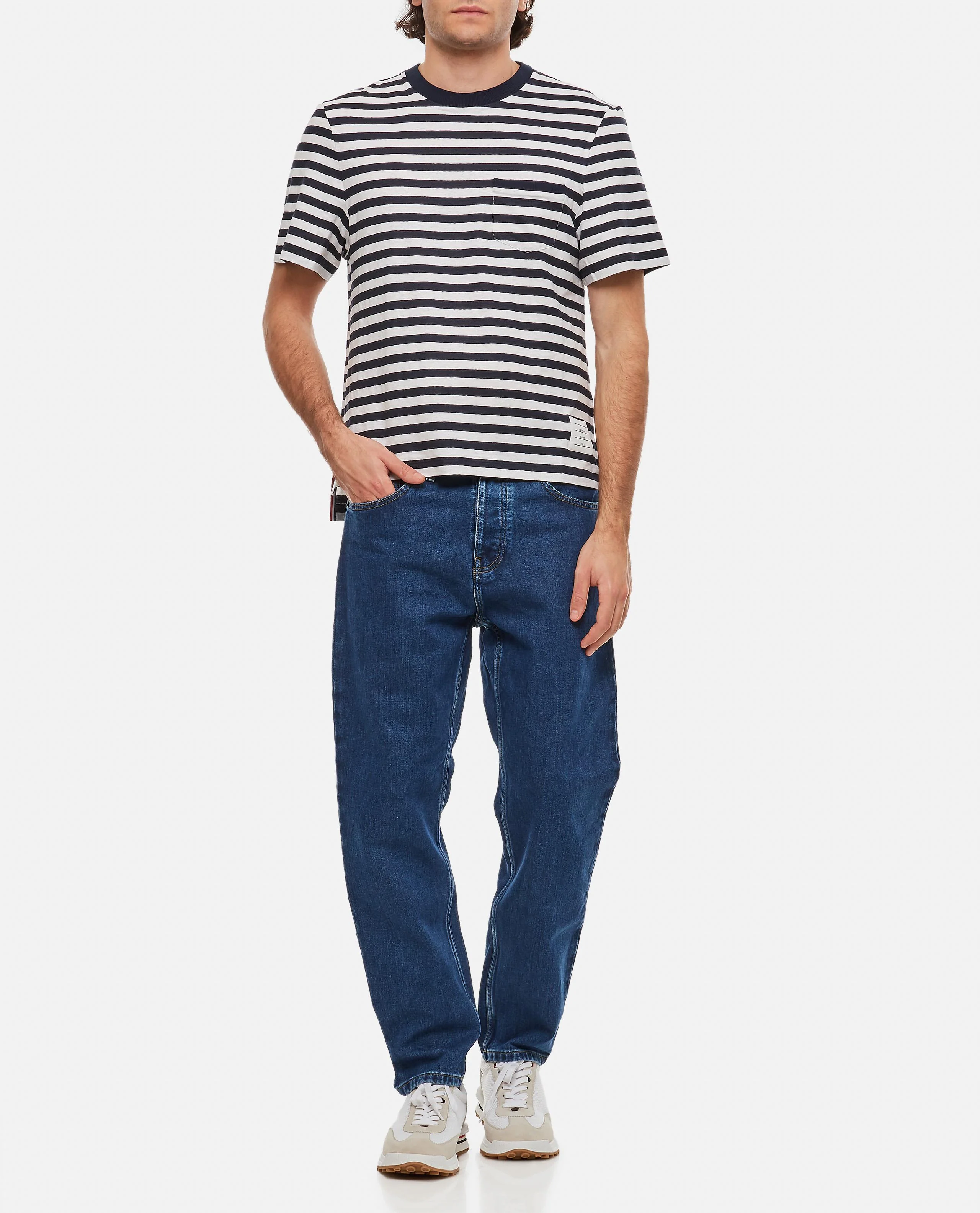 T-SHIRT A RIGHE IN LINO - Image 2