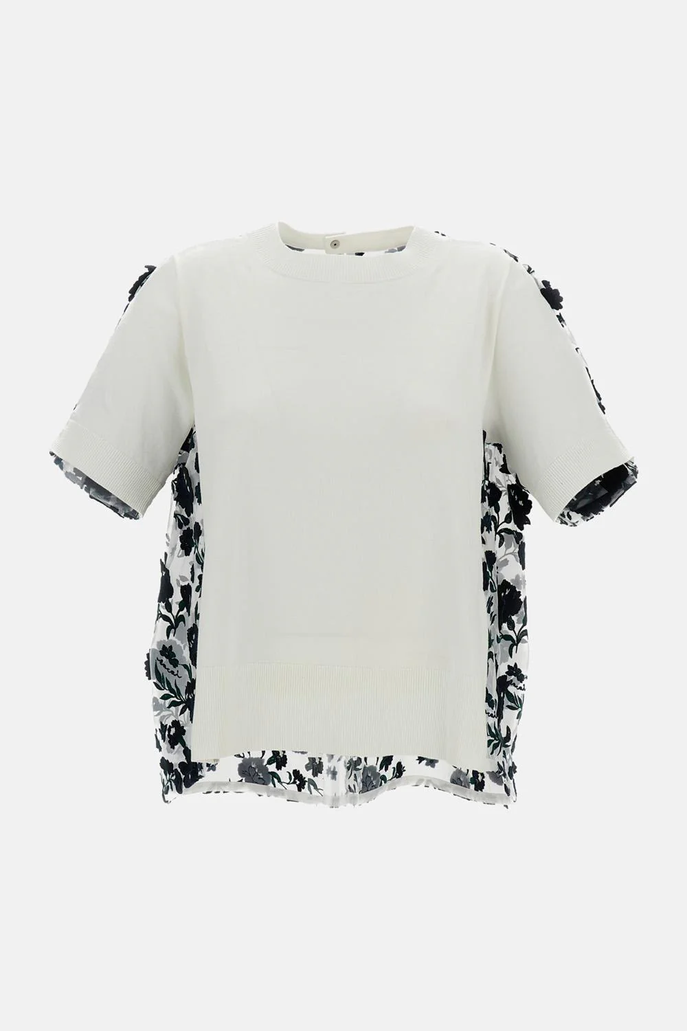 TOP A MANICHE CORTE CON RICAMO